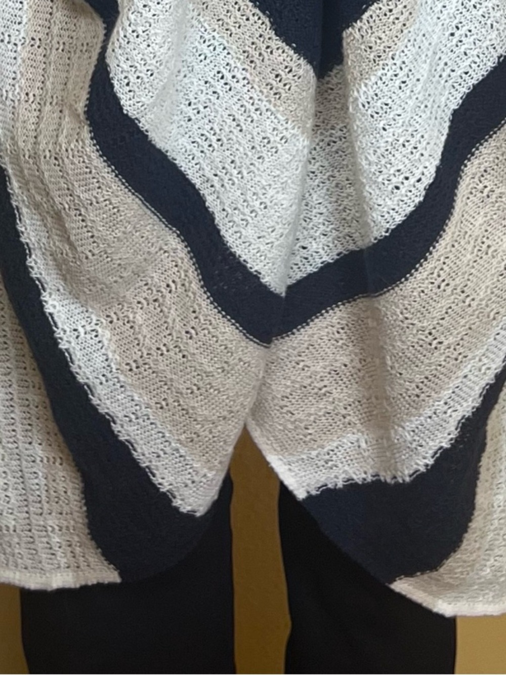 Ann Taylor Striped Open-Knit Kimono Sweater in Navy, Cream, Tan One Size NWT - Picture 6 of 13